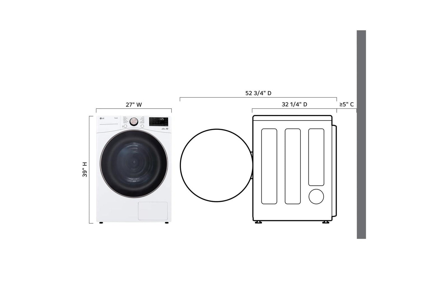 LG DLHC4002W 7.8 Cu. Ft. MEGA Capacity Smart Front Load Dryer With Dual INVERTER...