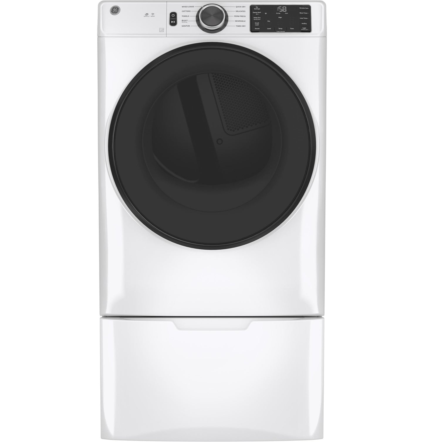 GE APPLIANCES GFD55GSSNWW Ge 7.8 Cu. Ft. Capacity Smart Front Load Gas Dryer