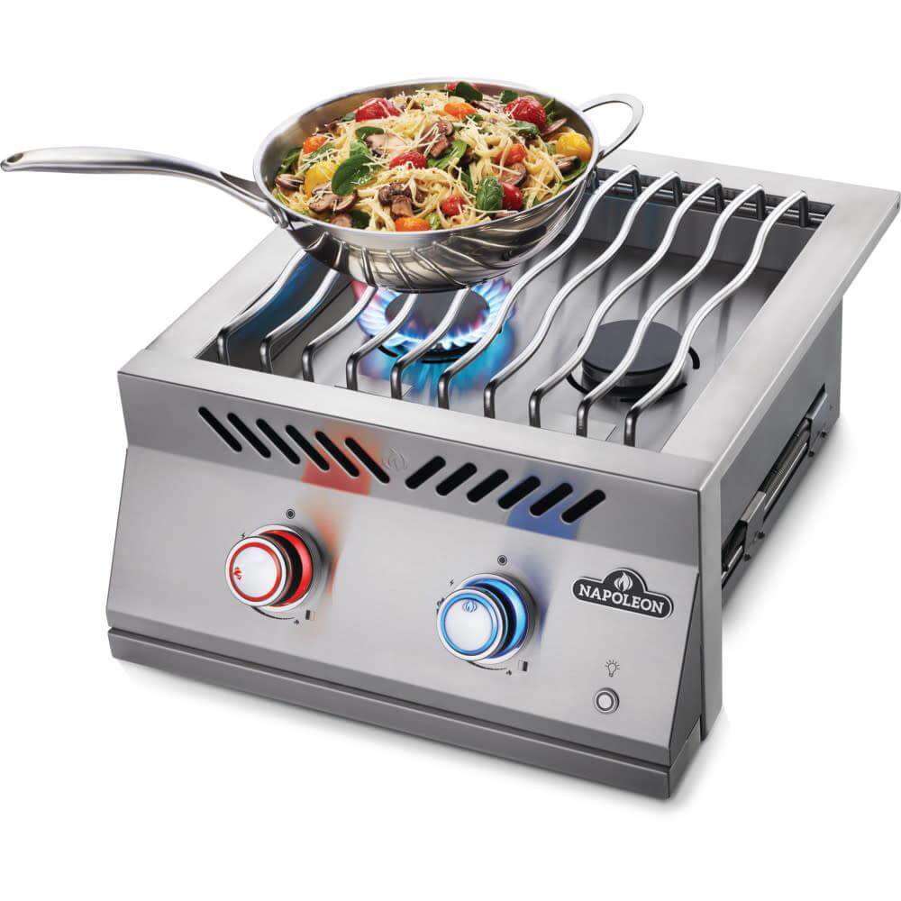 NAPOLEON BBQ BIB18RTNSS Built-in 700 Series Dual Range Top Burner With Stainless Steel COVE...