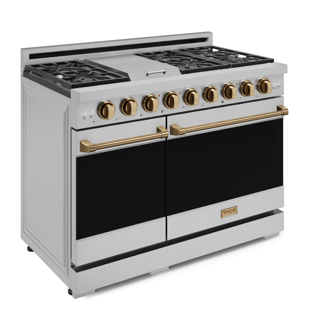 THOR KITCHEN RSG48ELPBRZ 48 Inch Professional Lp Range With Tilt Panel Touch Control In STAI...