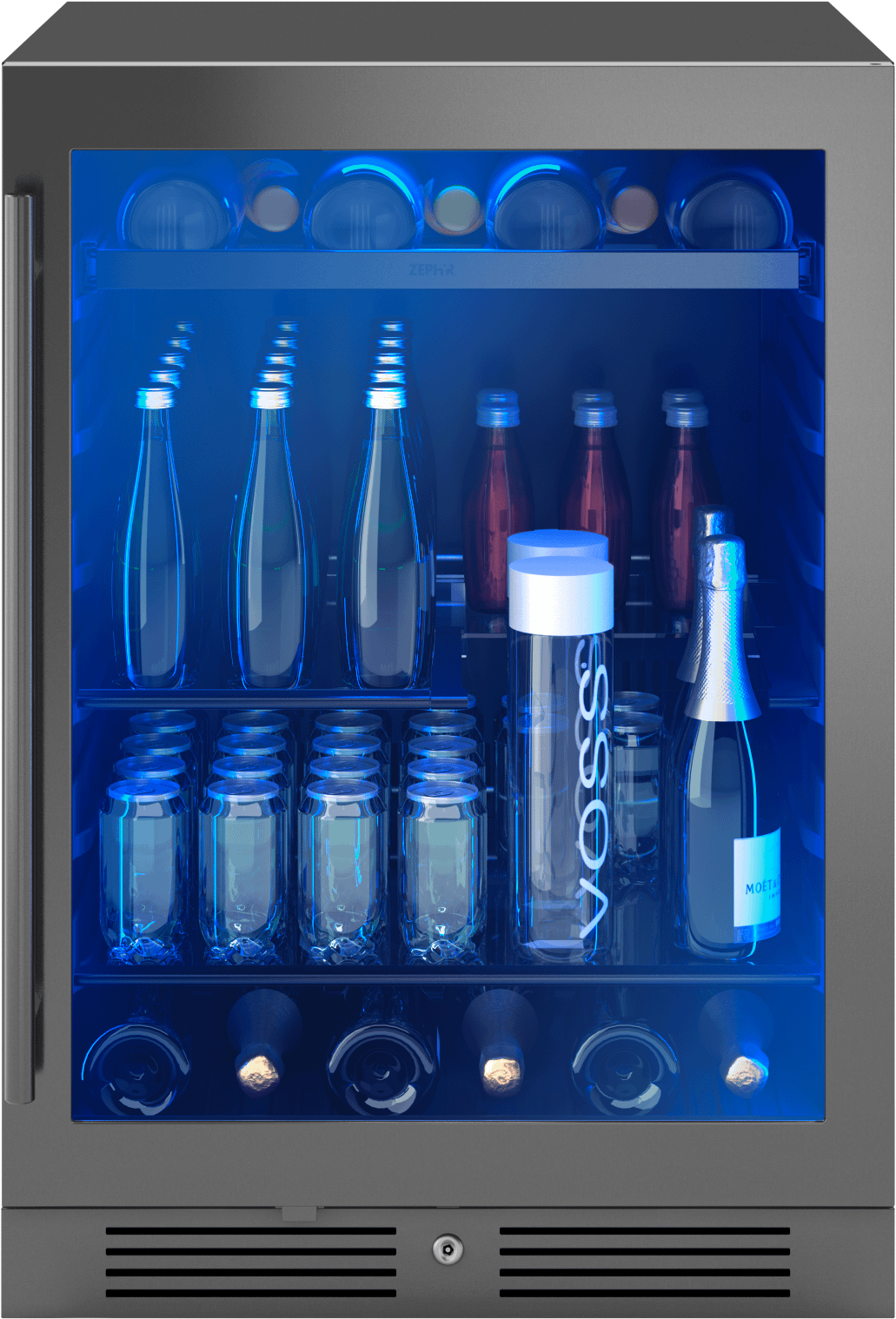 ZEPHYR PRB24C01CBSG Zephyr 24"" Black Stainless Single Zone Beverage Cooler