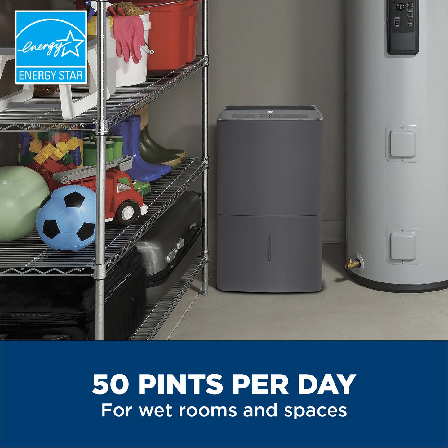 GE APPLIANCES APEW50LZ Ge 50 Pint Energy Star Portable Dehumidifier With Built-in PU...