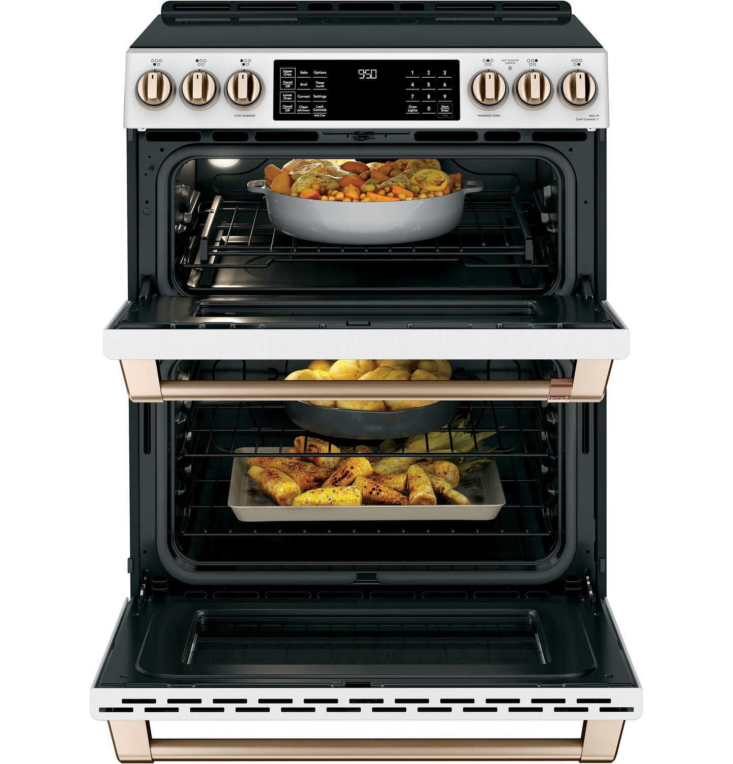 CAFE CHS950P4MW2 Cafe 30"" Slide-in Front Control Induction and Convection DOUB...