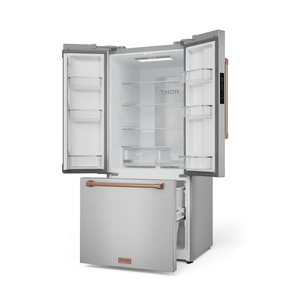 THOR KITCHEN RF3017FFD99RSG 30 Inch 17.7 Cu Ft French Door Counter Depth Refrigerator With Ice ...