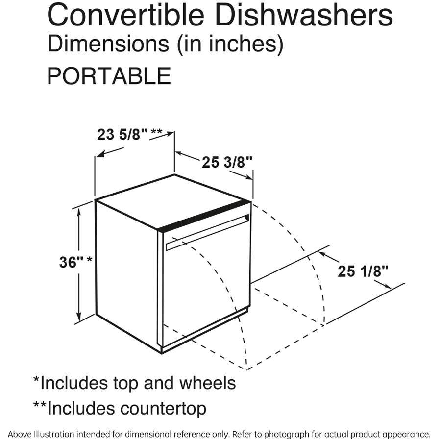 GE APPLIANCES GPT225SGLBB Ge 24"" Portable Dishwasher