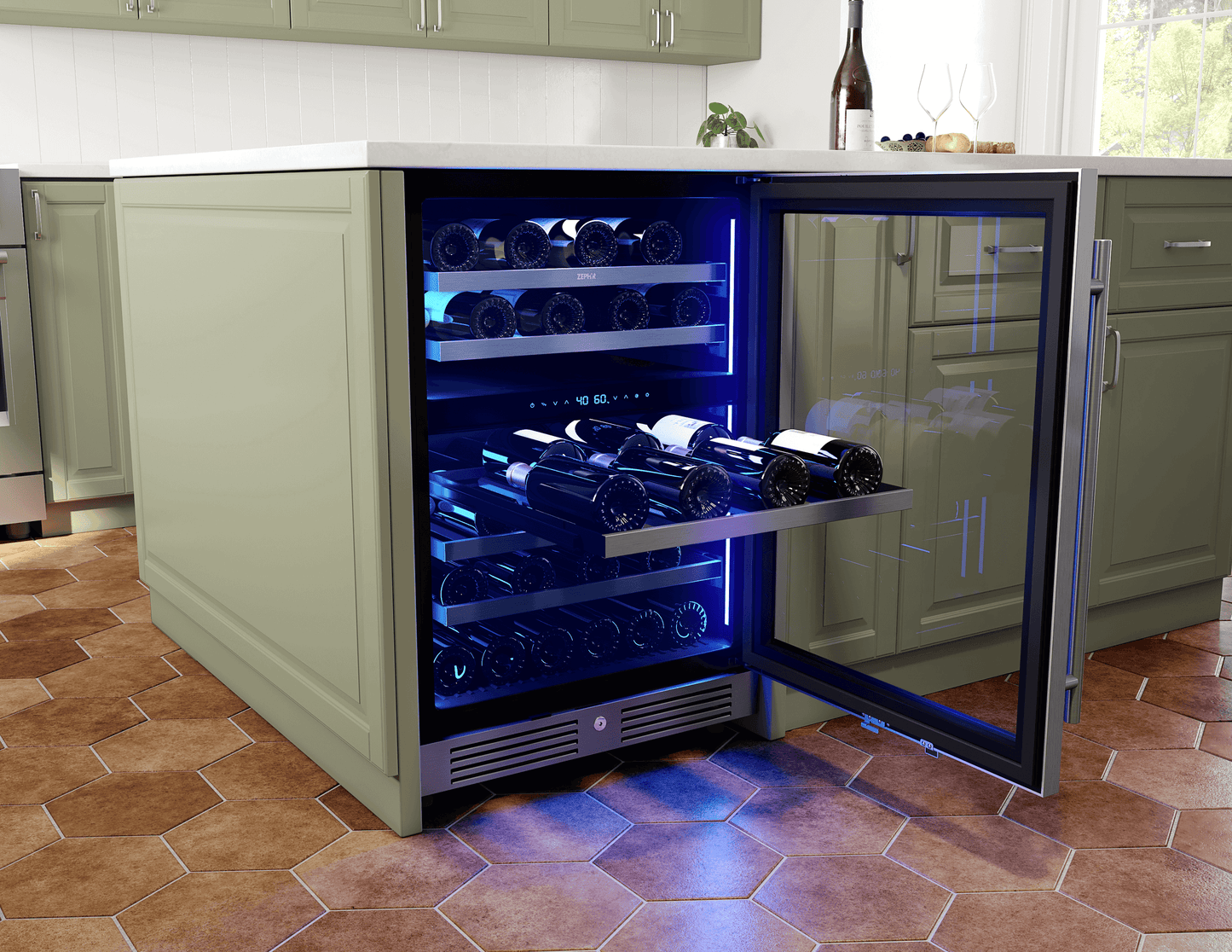 ZEPHYR PRW24C02CG Zephyr 24"" Dual Zone Wine Cooler