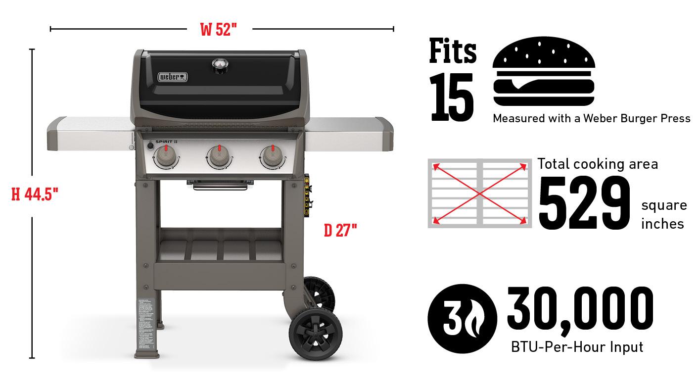 WEBER 45010001 Weber Spirit II E-310 Gas Grill Black Lp
