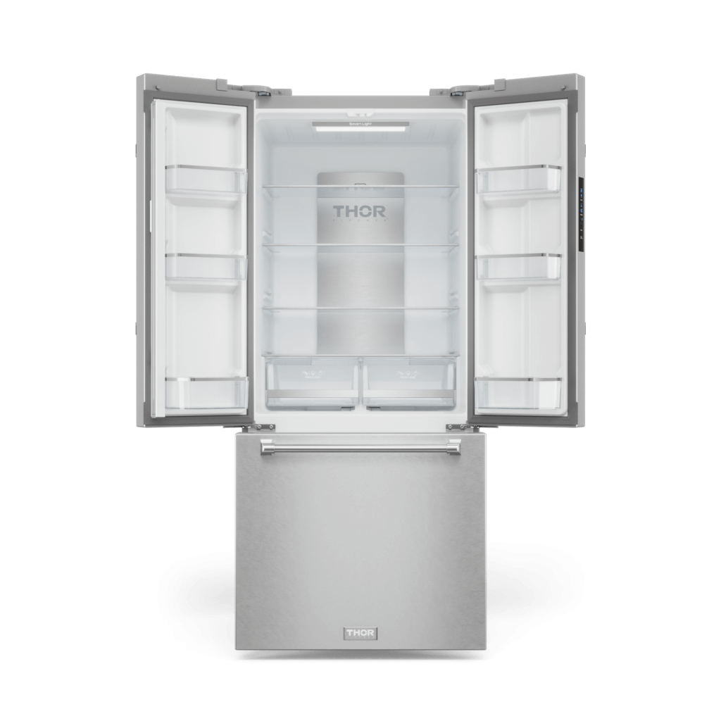 THOR KITCHEN RF3017FFD99 30 Inch 17.7 Cu Ft French Door Counter Depth Refrigerator With Ice ...