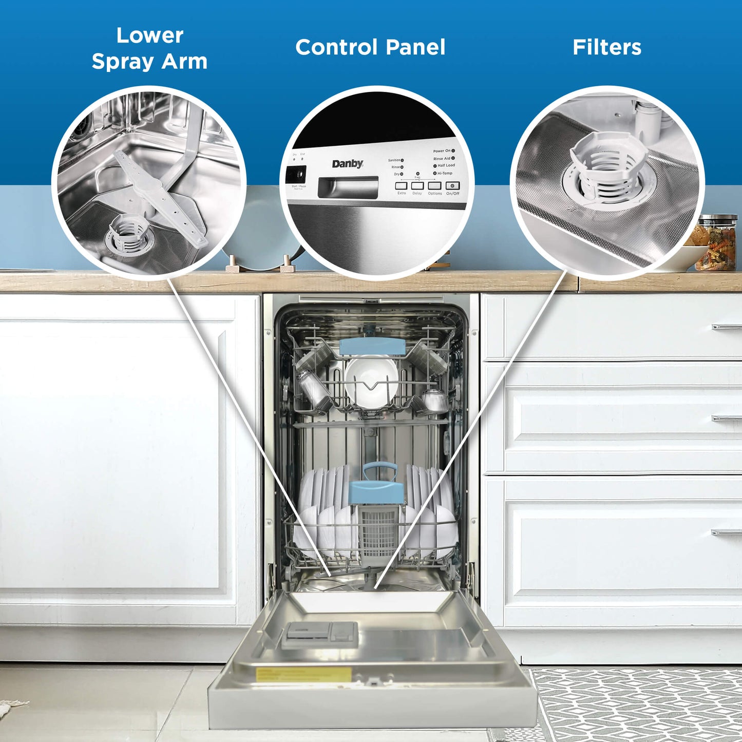 DANBY DDW18D1EW Danby 18"""" Built-in Dishwasher With Front Controls (white)