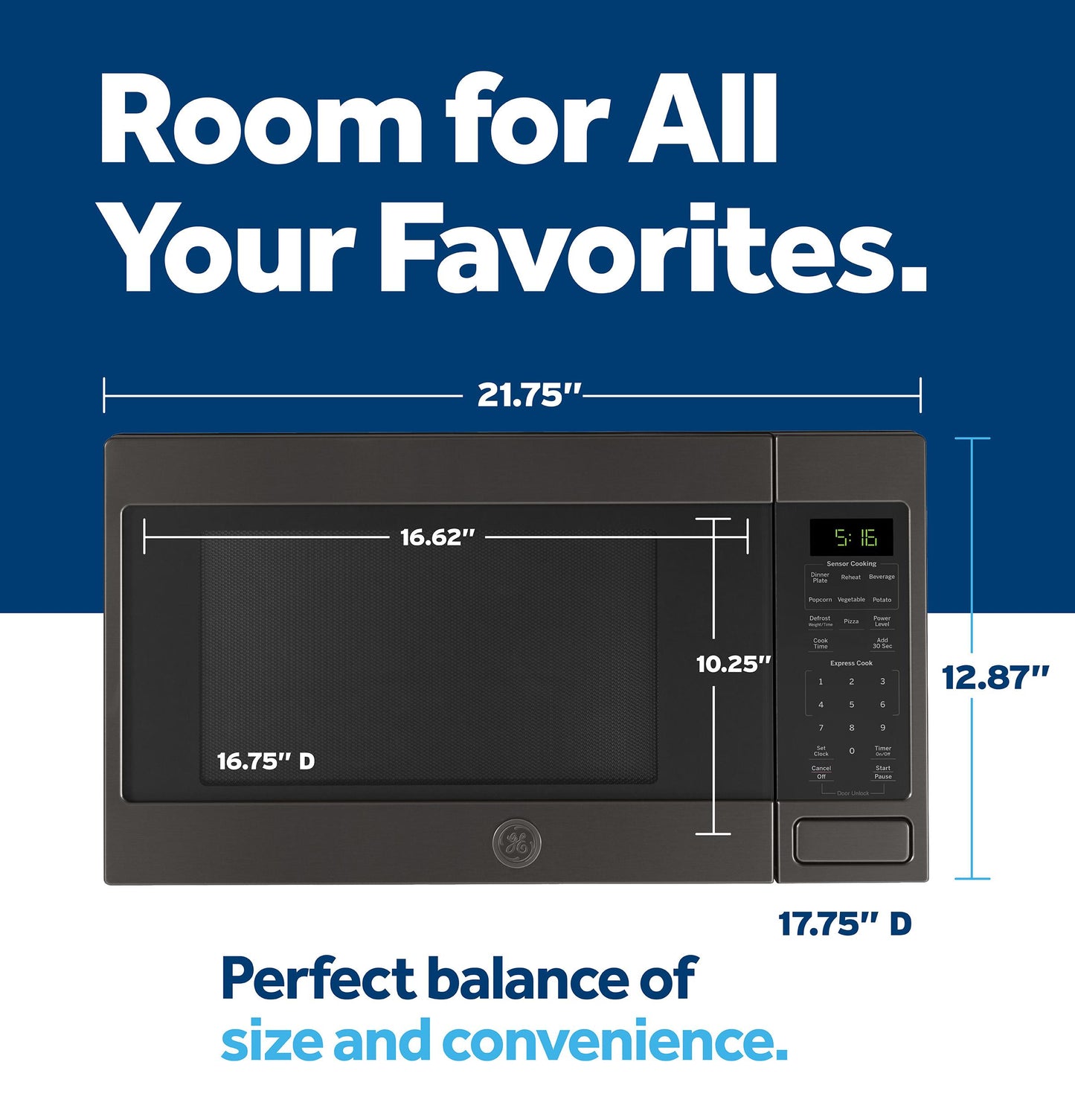 GE APPLIANCES GCST16S1WTS Ge 1.6 Cu. Ft. Countertop Microwave Oven