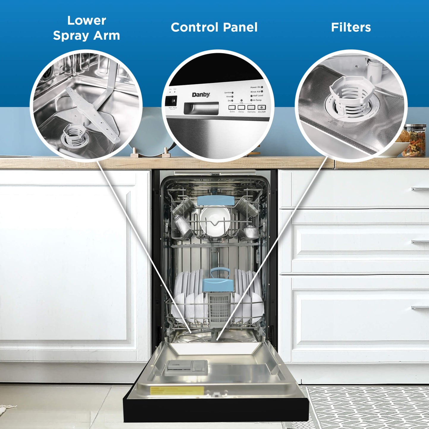 DANBY DDW18D1EB Danby 18"""" Built-in Dishwasher With Front Controls (black)