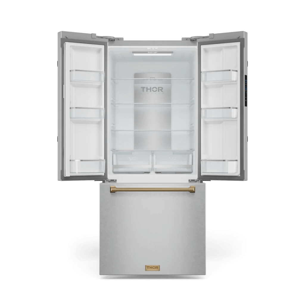 THOR KITCHEN RF3017FFD99BRZ 30 Inch 17.7 Cu Ft French Door Counter Depth Refrigerator With Ice ...