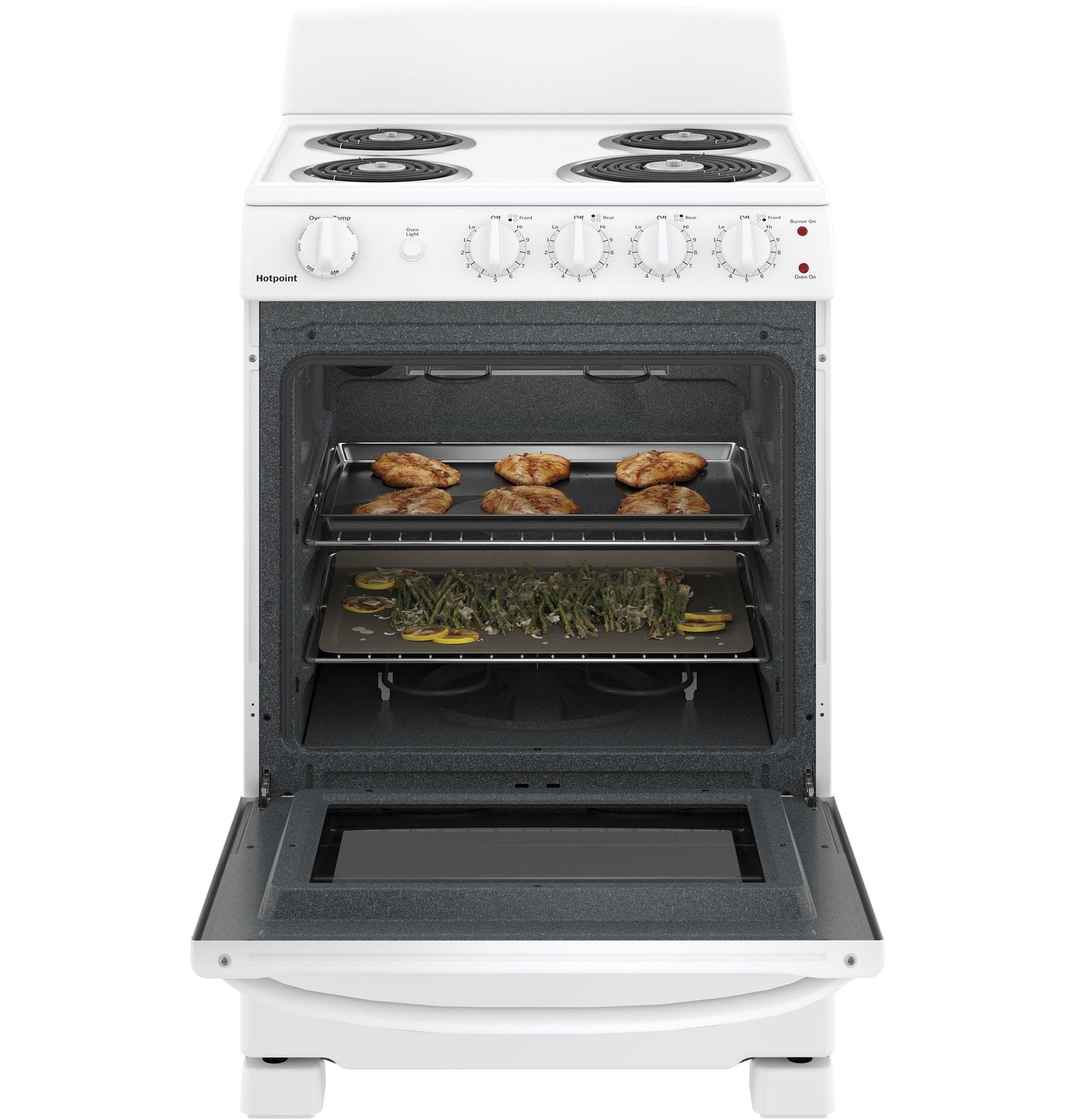 HOTPOINT RAS240DMWW Hotpoint 24"" Electric Free-standing Front-control Range
