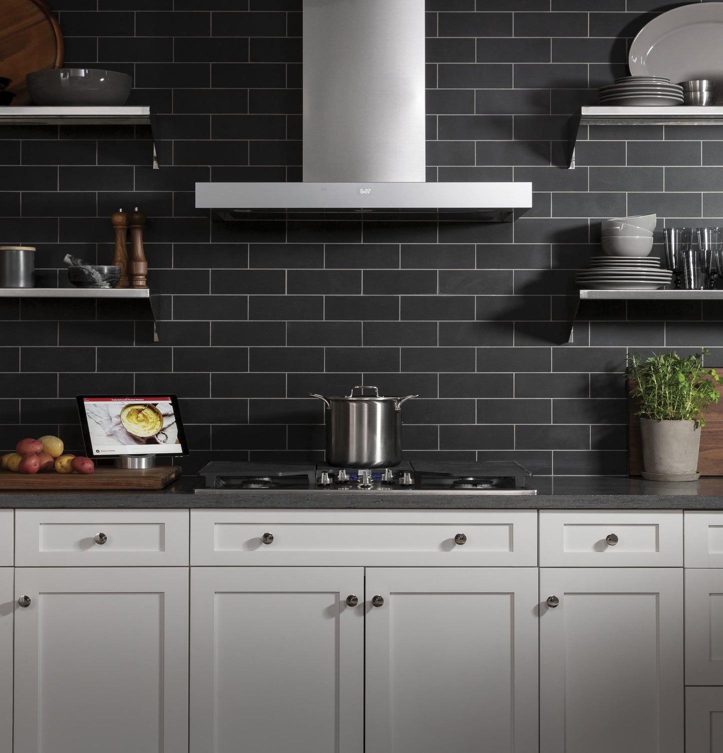 GE APPLIANCES UVW9361SLSS 36"" Wifi Enabled Designer Wall Mount Hood W/ Perimeter Venting