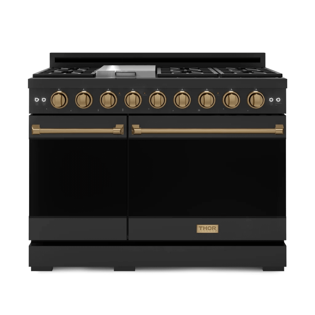 THOR KITCHEN RSG48EBLPBRZ 48 Inch Professional Lp Range With Tilt Panel Touch Control In BLAC...