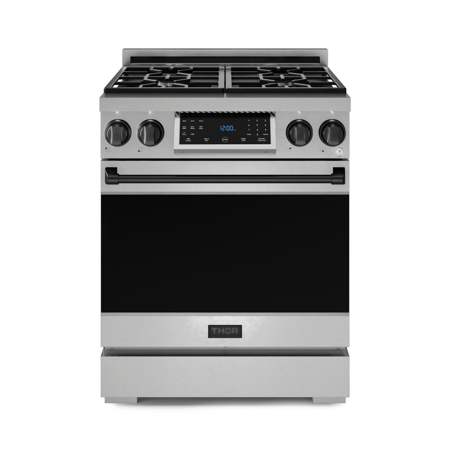 THOR KITCHEN RSG30BLK 30 Inch Professional Gas Range With Tilt Panel Touch Control In STA...