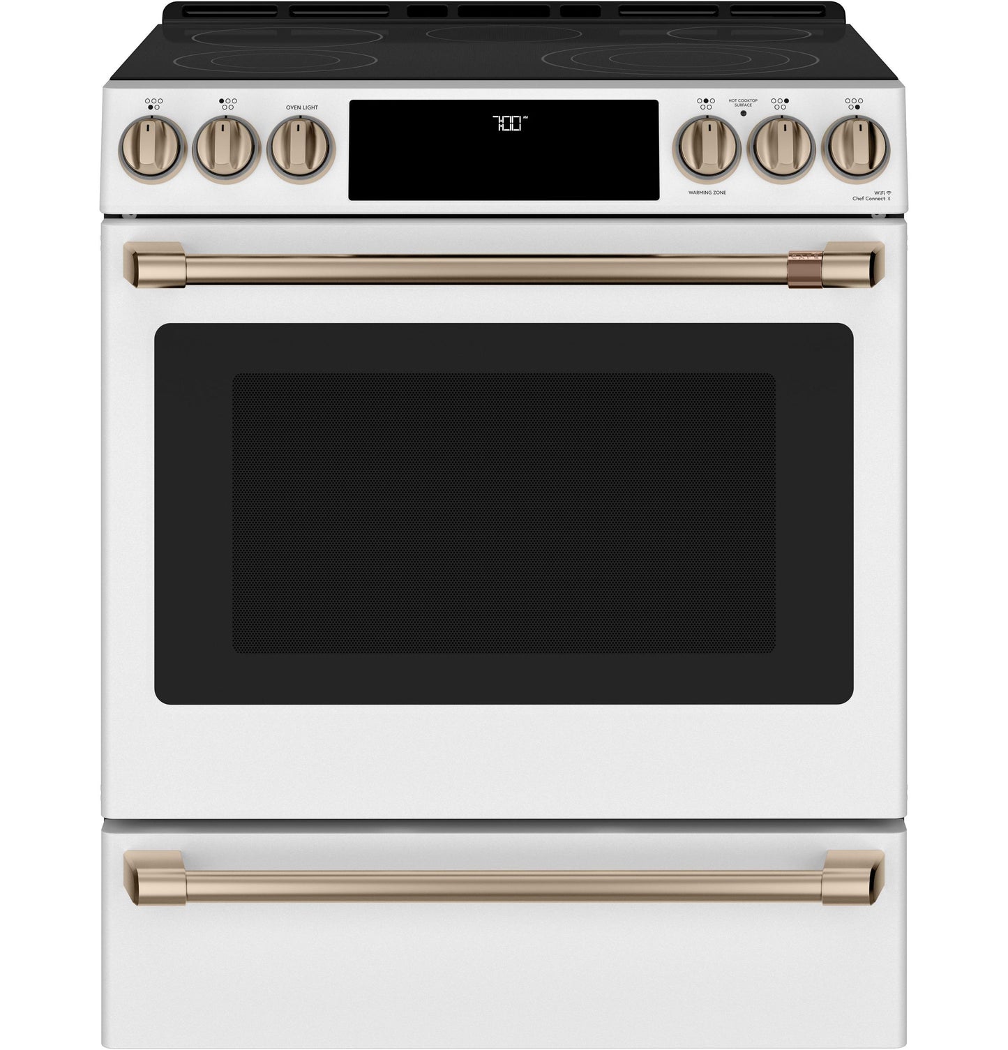 CAFE CES700P4MW2 Cafe 30"" Slide-in Front Control Radiant and Convection Range