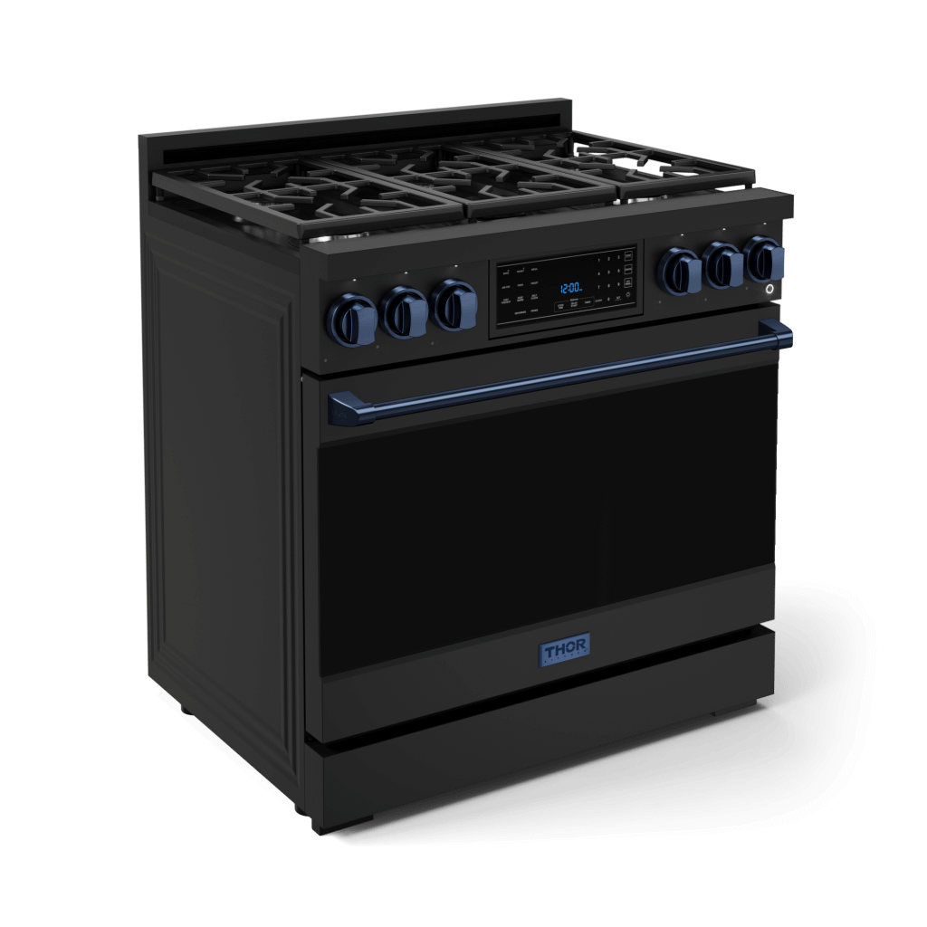 THOR KITCHEN RSG36BBLU 36 Inch Professional Gas Range With Tilt Panel Touch Control In STA...