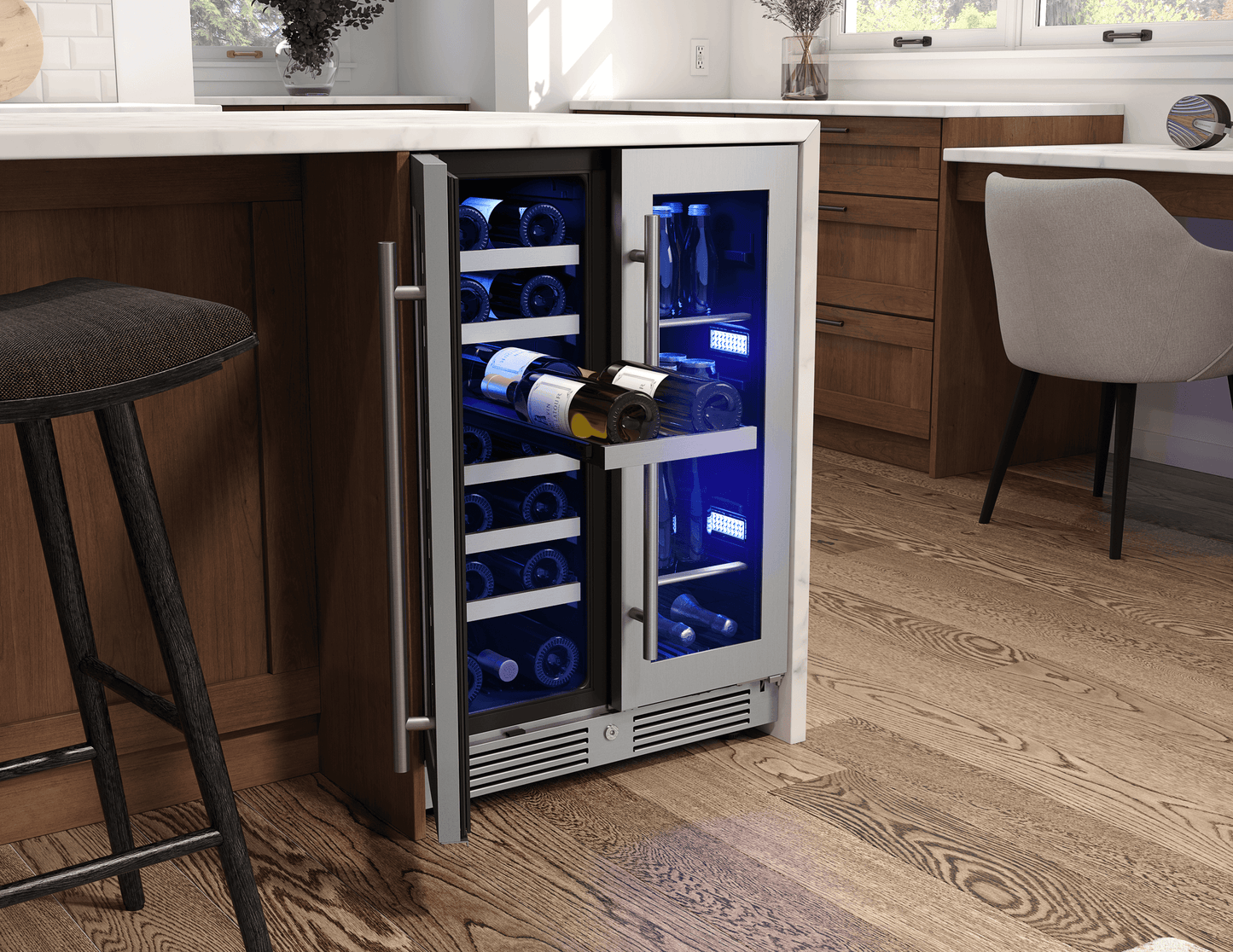 ZEPHYR PRWB24C32CG Zephyr 24"" French Door Dual Zone Wine & Beverage Cooler