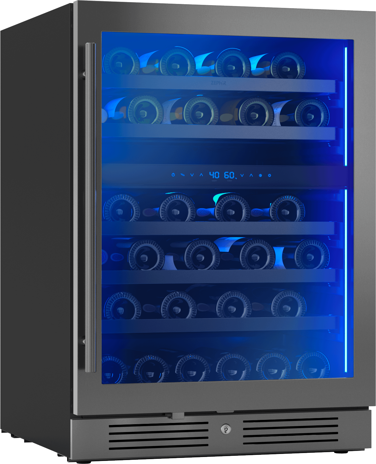 ZEPHYR PRW24C02CBSG Zephyr 24"" Black Stainless Dual Zone Wine Cooler