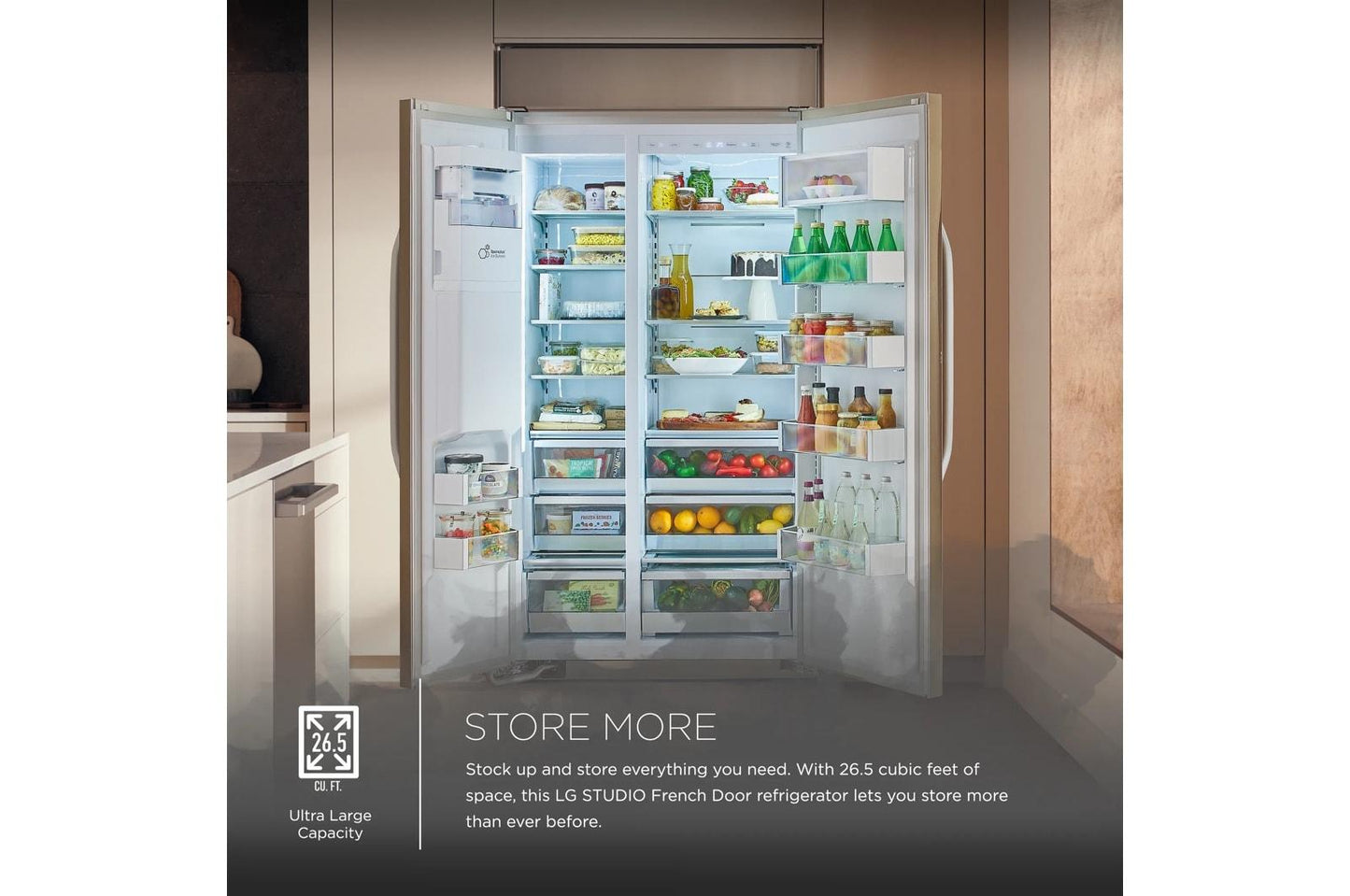 LG SRSXB2622S LG Studio 26 Cu. Ft. Smart Side-by-side Built-in Refrigerator With ...