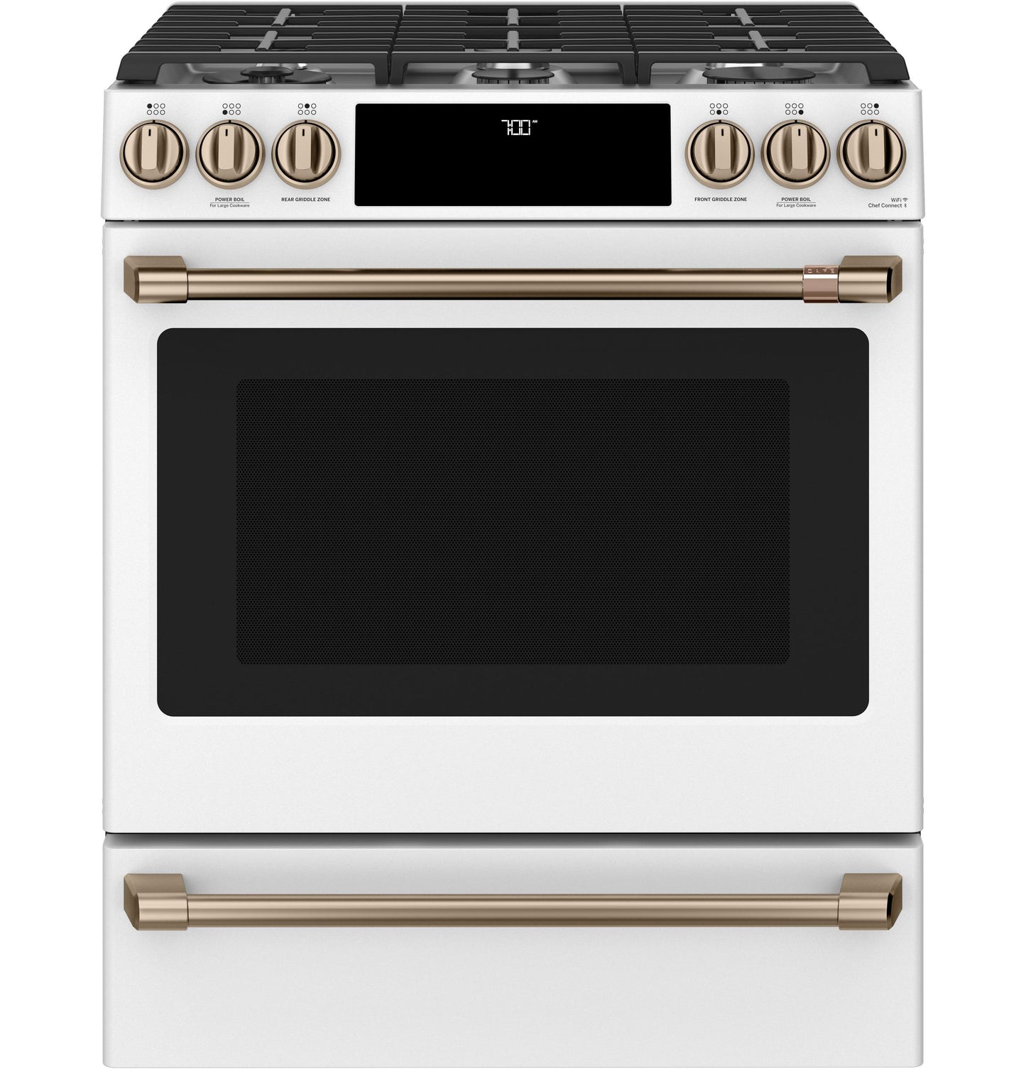 CAFE CGS700P4MW2 Cafe 30"" Slide-in Front Control Gas Oven With Convection Range