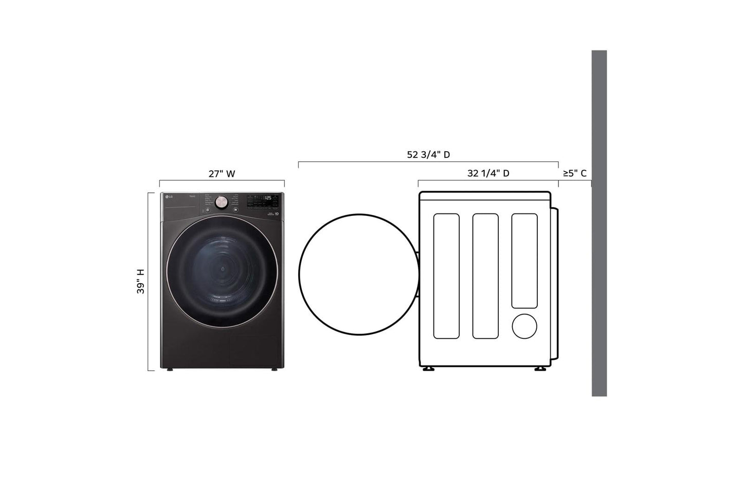LG DLHC4002B 7.8 Cu. Ft. MEGA Capacity Smart Front Load Dryer With Dual INVERTER...