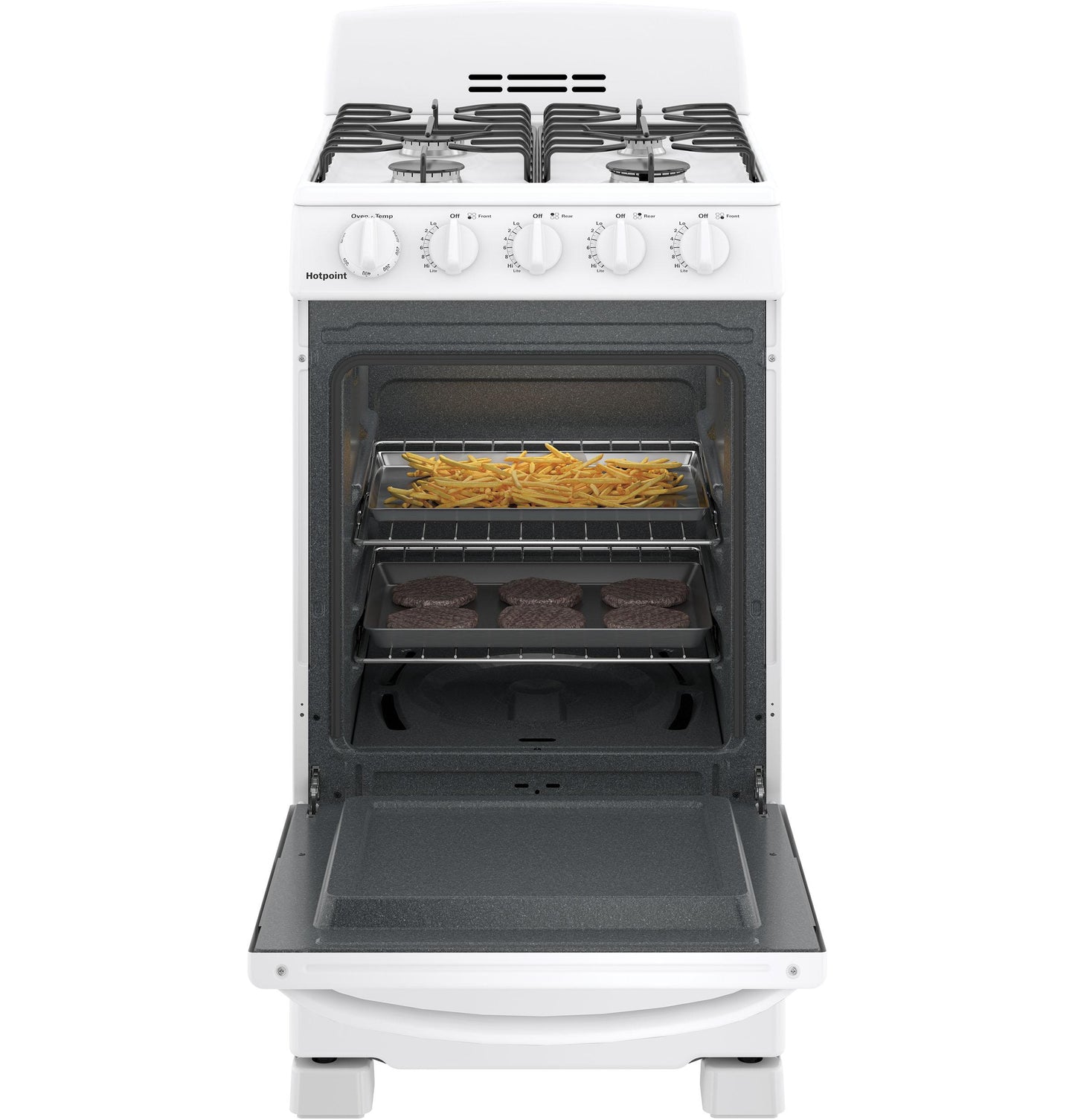 HOTPOINT RGAS200DMWW Hotpoint 20"" Front-control Free-standing Gas Range With Sealed B...