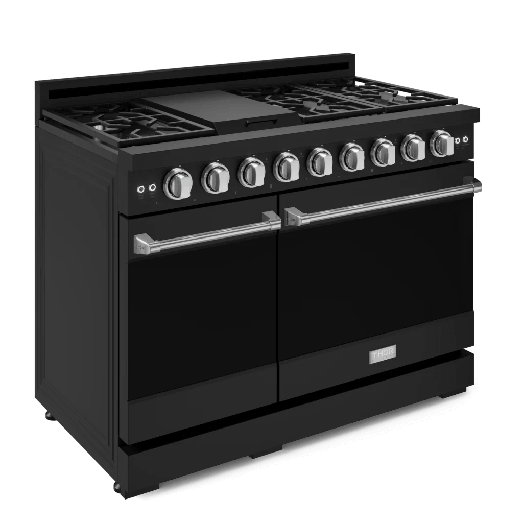 THOR KITCHEN RSG48EBLPSS 48 Inch Professional Lp Range With Tilt Panel Touch Control In BLAC...