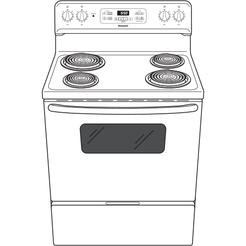 HOTPOINT RBS360DMWW Hotpoint 30"" Free-standing Standard Clean Electric Range