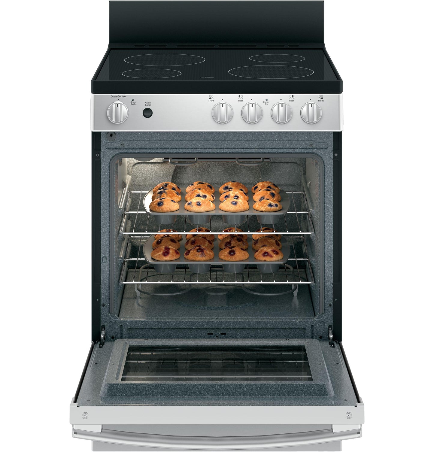 GE APPLIANCES JAS640RMSS Ge 24"" Free-standing/slide-in Front Control Range With Steam CLE...