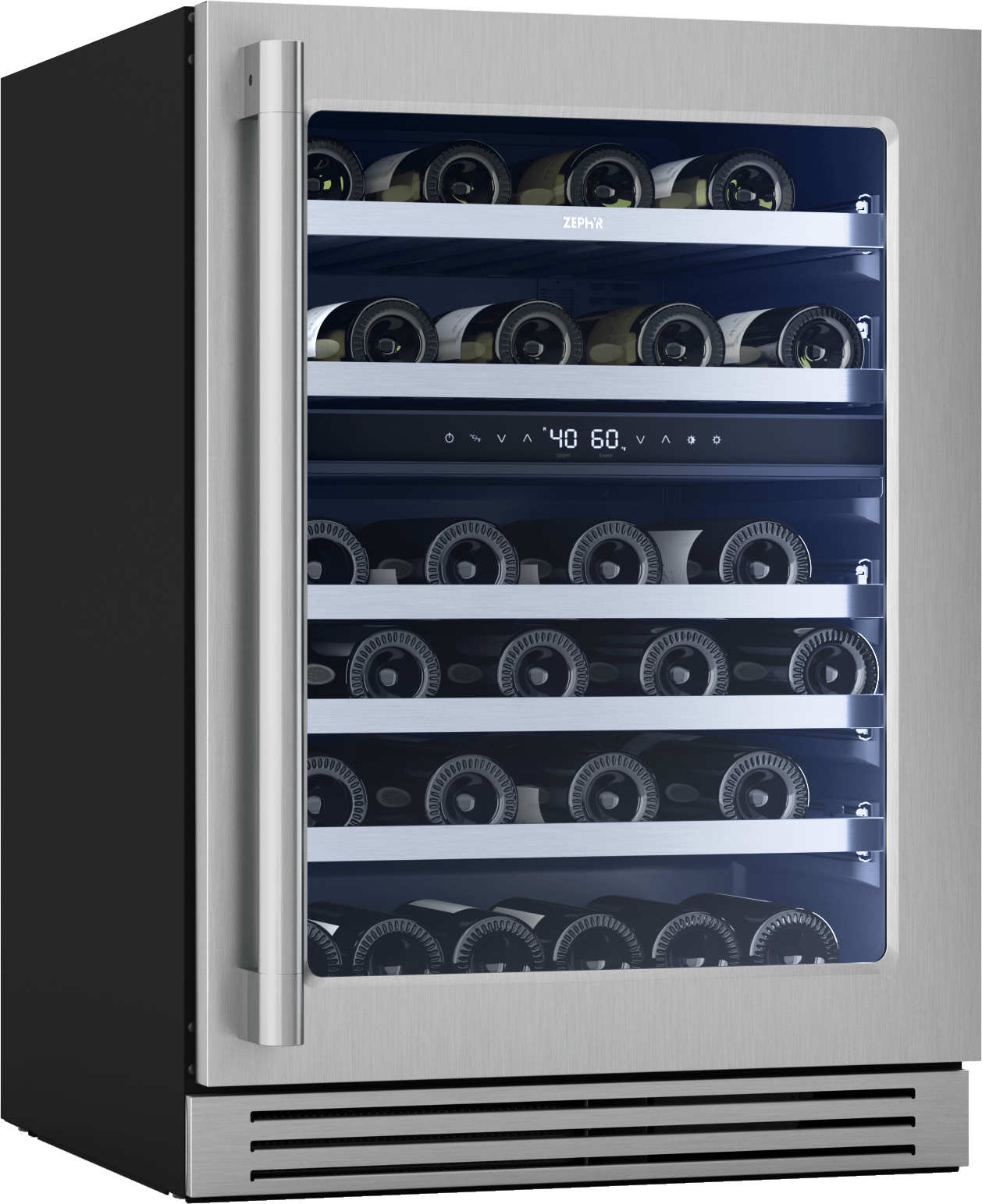 ZEPHYR PRPW24C02CG Presrv Pro Wine Cooler, 24in Under Cabinet, Ss+glass, Reverse Door, ...