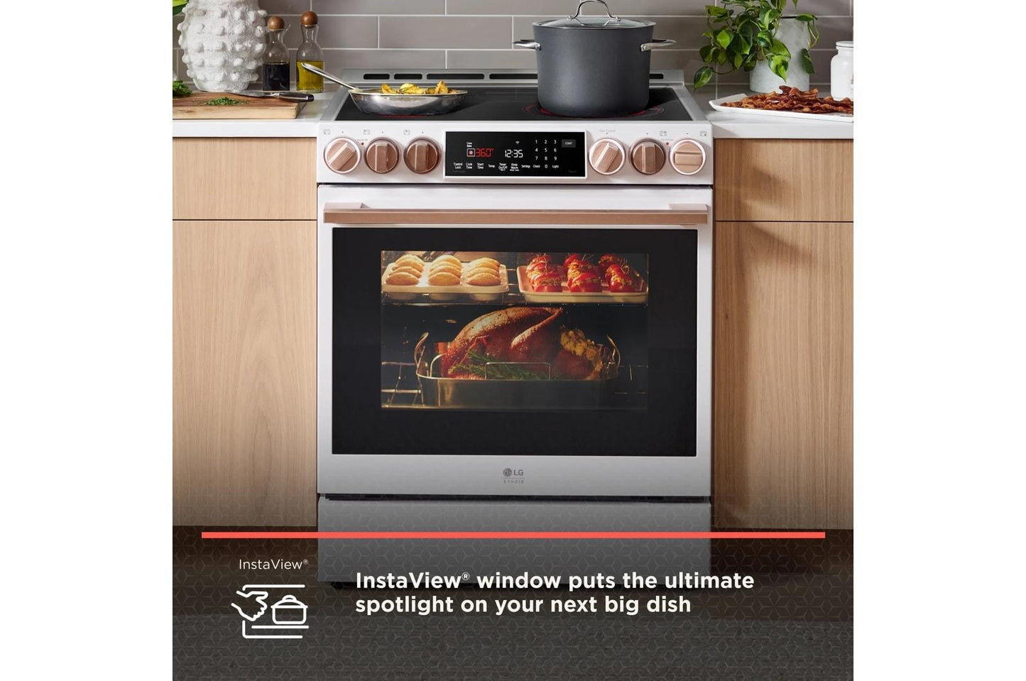LG LSIS6338NE LG Studio 6.3 Cu. Ft. Instaview Induction Slide-in Range With AI...