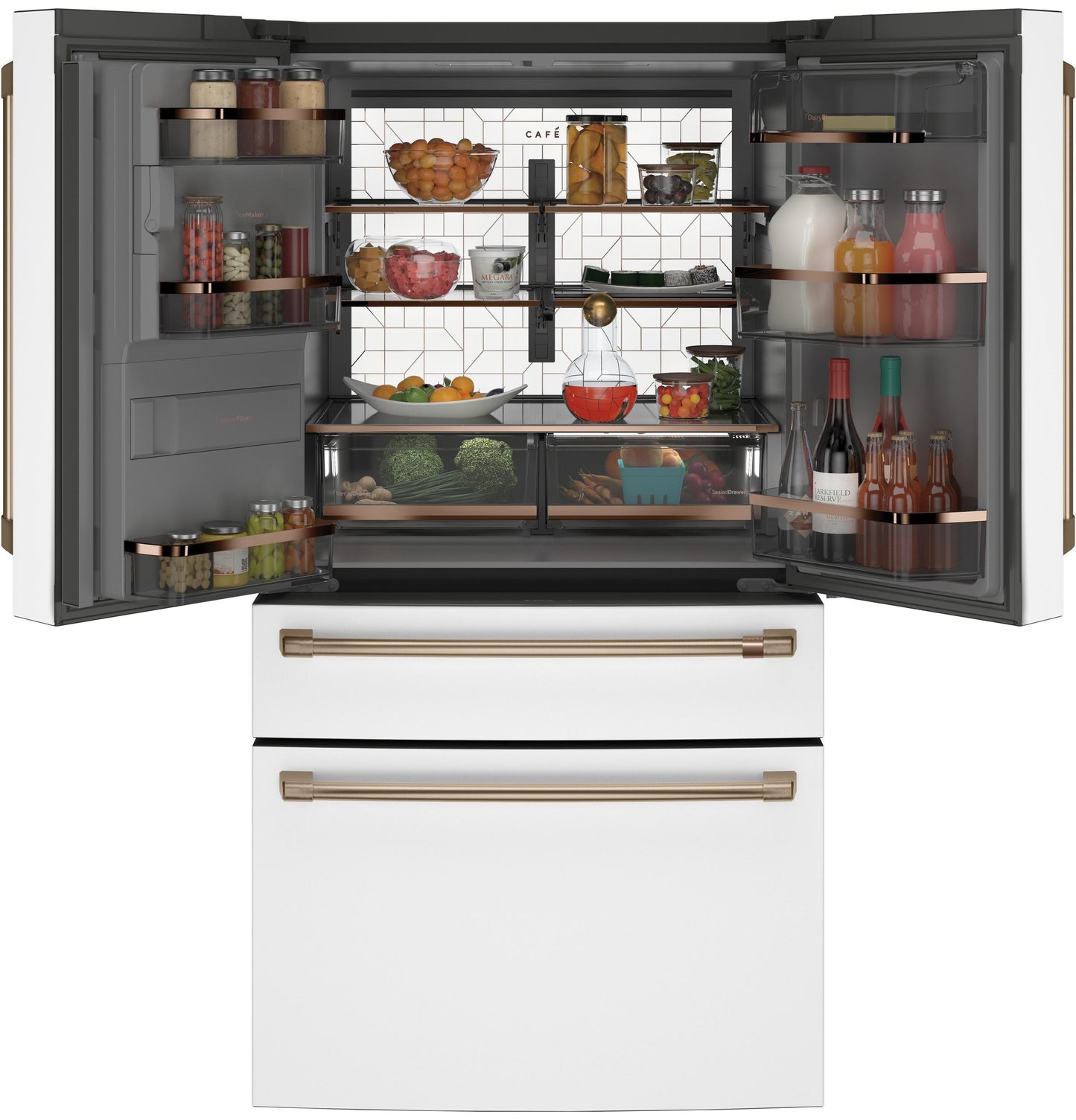 CAFE CXE22DP4PW2 Cafe Energy Star 22.3 Cu. Ft. Smart Counter-depth 4-DO...