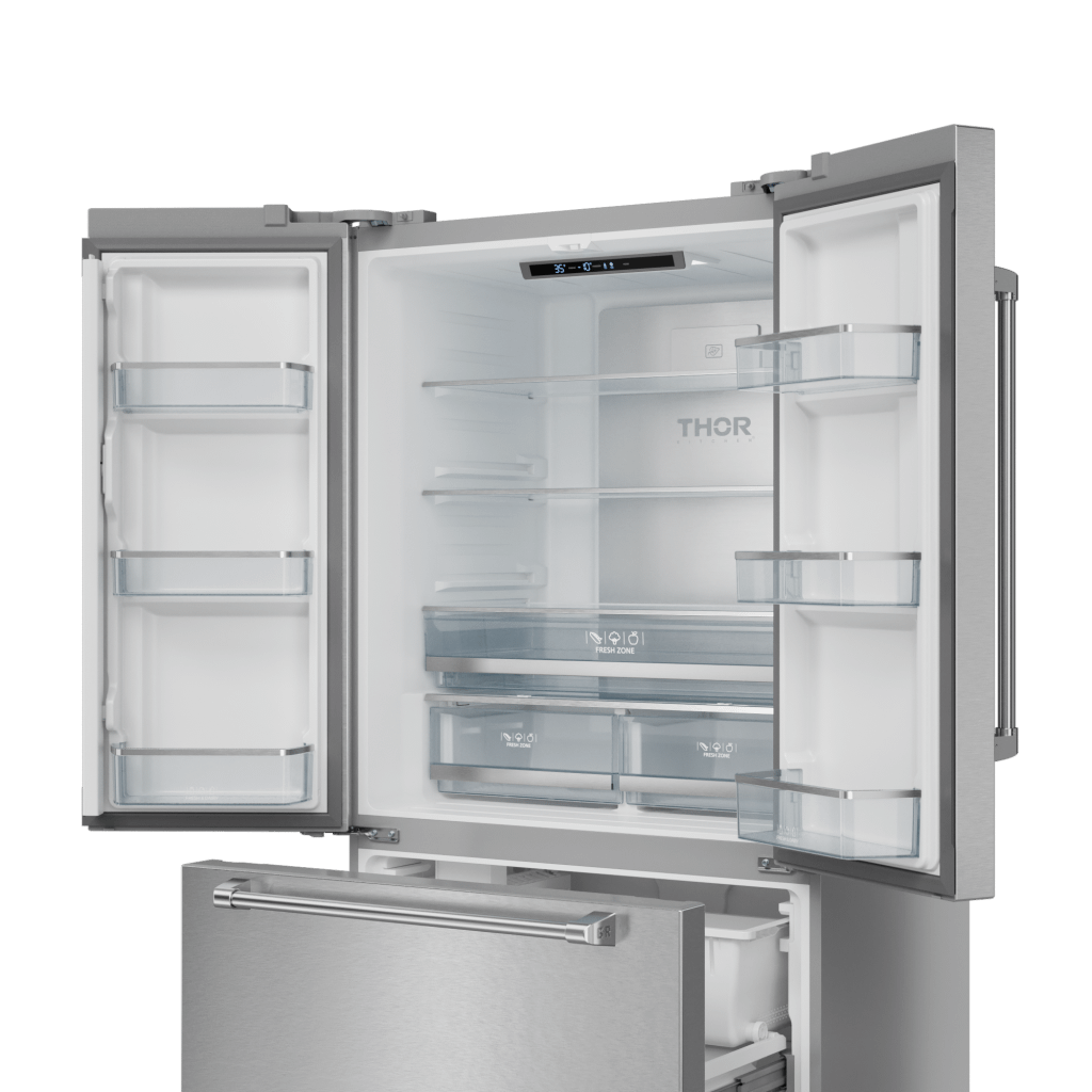 THOR KITCHEN RF3621CTD99 36 Inch 20.3 Cu Ft French Door Counter Depth Refrigerator With Ice ...