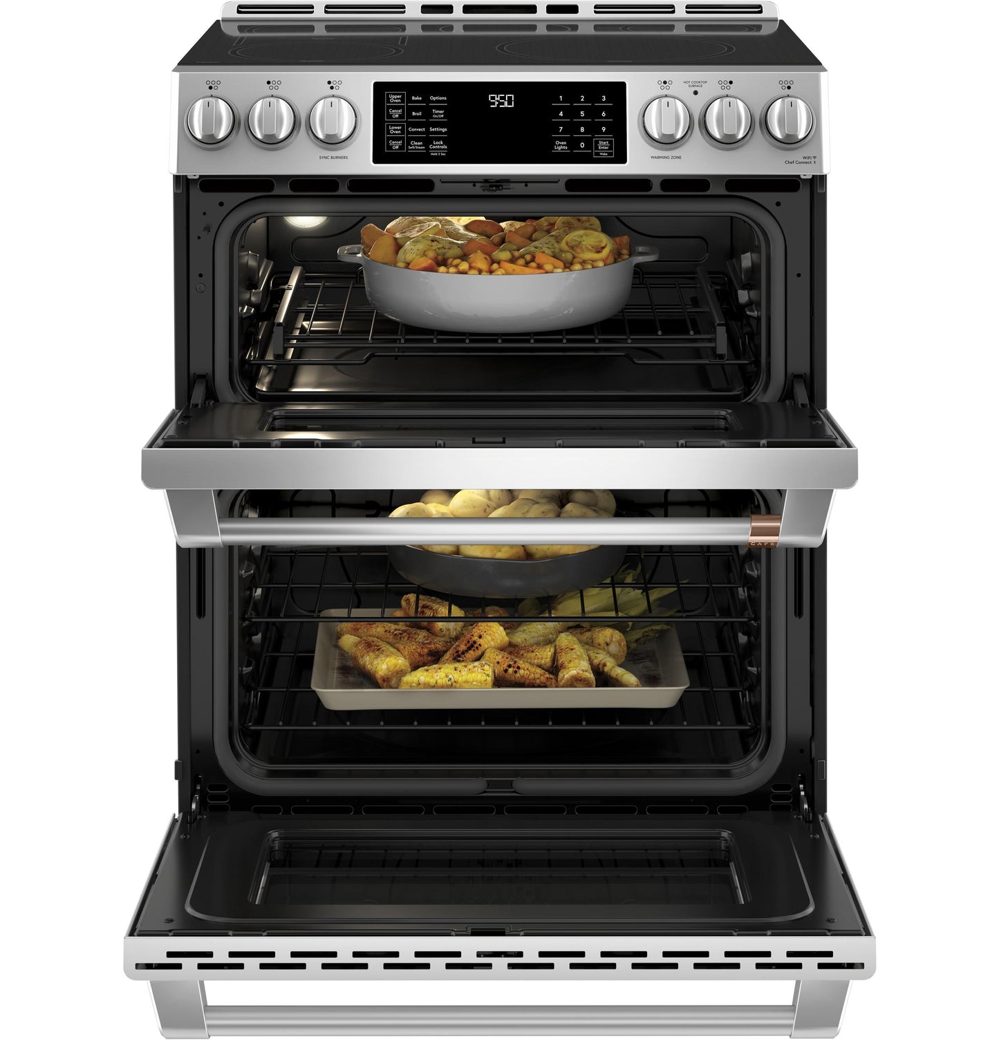 CAFE CHS950P2MS1 Cafe 30"" Slide-in Front Control Induction and Convection DOUB...