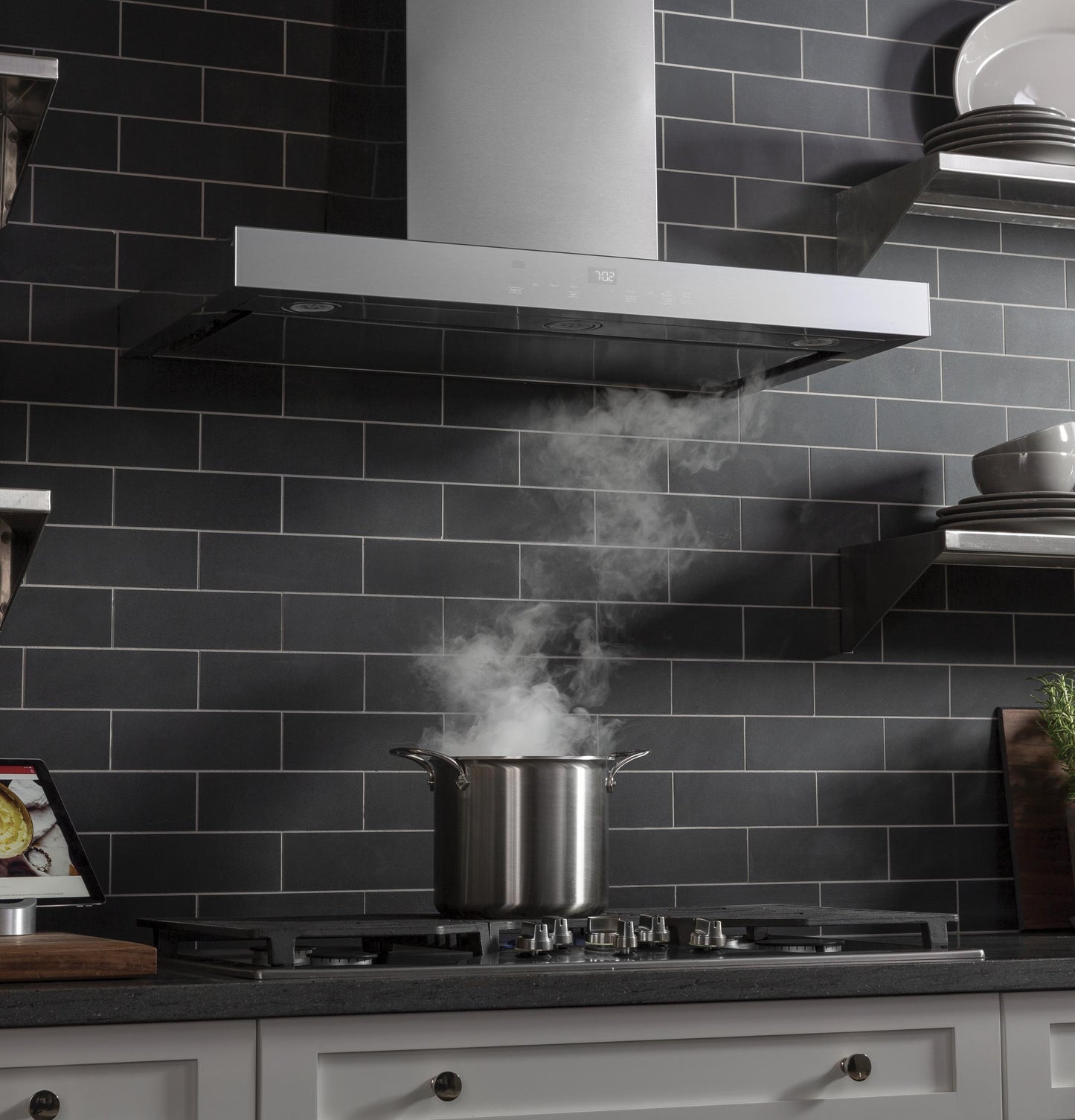 GE APPLIANCES UVW9361SLSS 36"" Wifi Enabled Designer Wall Mount Hood W/ Perimeter Venting