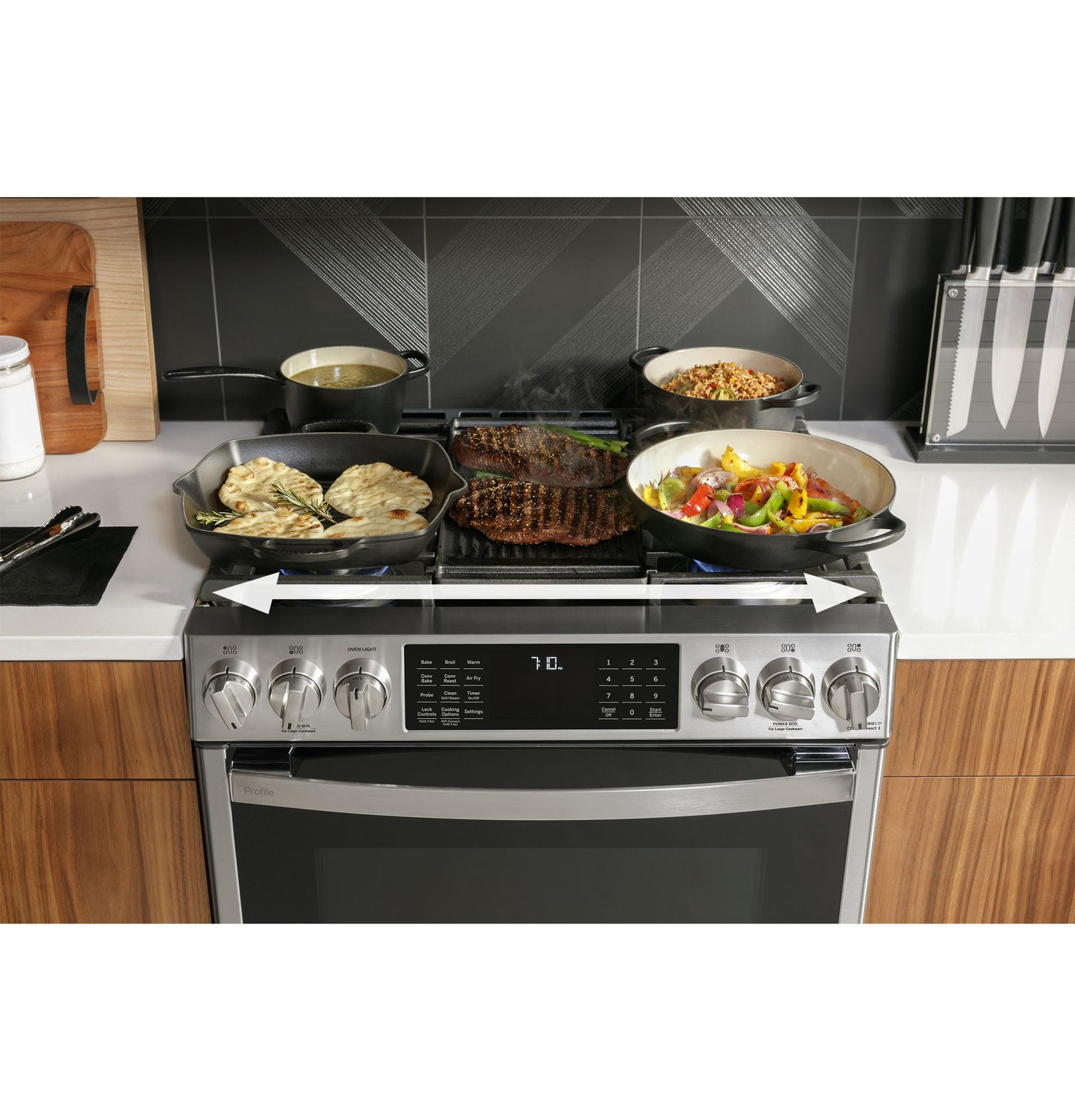 GE APPLIANCES PGS930YPFS GE Profile 30"" Smart Slide-in Front-control Gas Fingerprint RES...