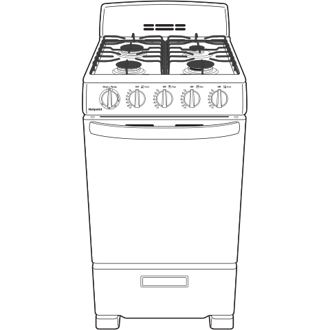 HOTPOINT RGAS200DMWW Hotpoint 20"" Front-control Free-standing Gas Range With Sealed B...