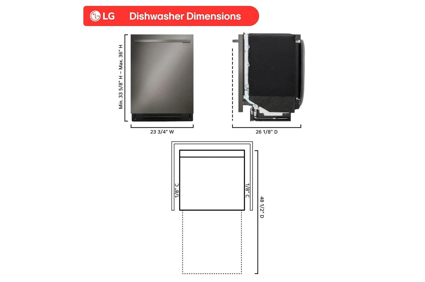 LG LDNTH753D Smart Flushfit Top Control Dishwasher With 1-hour Wash & Dry, Q...