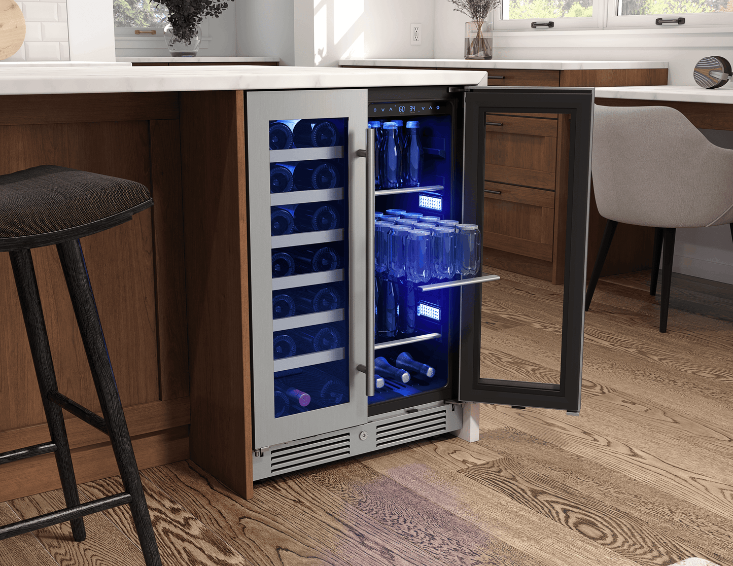 ZEPHYR PRWB24C32CG Zephyr 24"" French Door Dual Zone Wine & Beverage Cooler