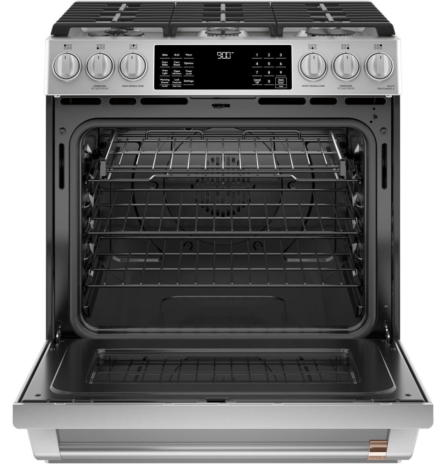 CAFE C2S900P2MS1 Cafe 30"" Slide-in Front Control Dual-fuel Convection Range WI...