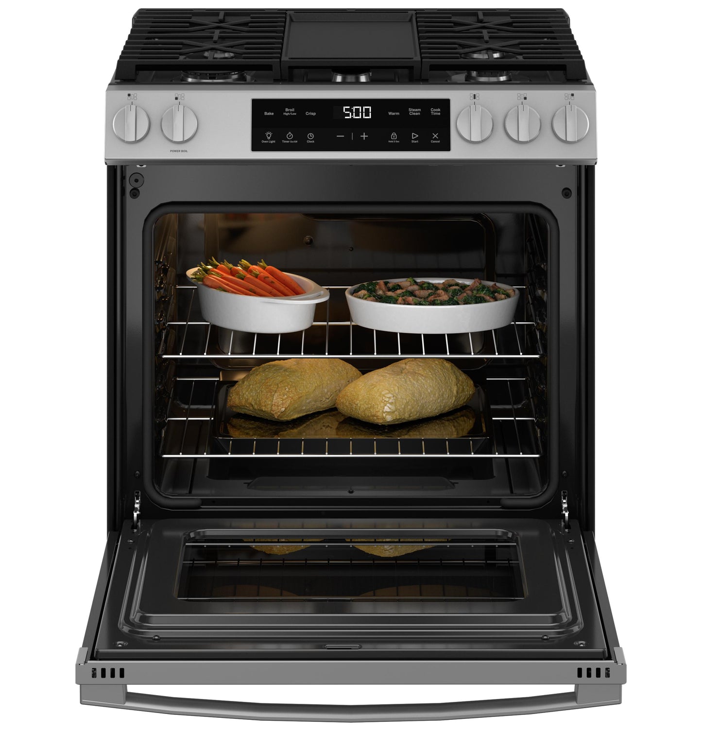 GE APPLIANCES GGS500SVSS Ge 30"" Slide-in Front Control Gas Range With Crisp Mode