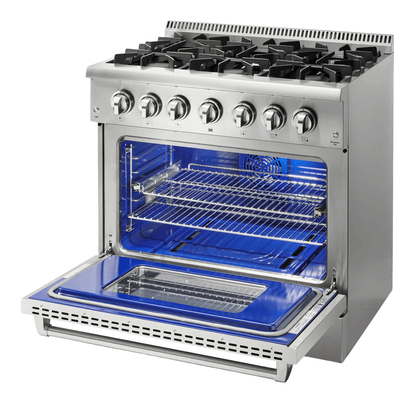 THOR KITCHEN HRD3606ULP 36 Inch Professional Dual Fuel Range In Stainless Steel - Liquid PR...