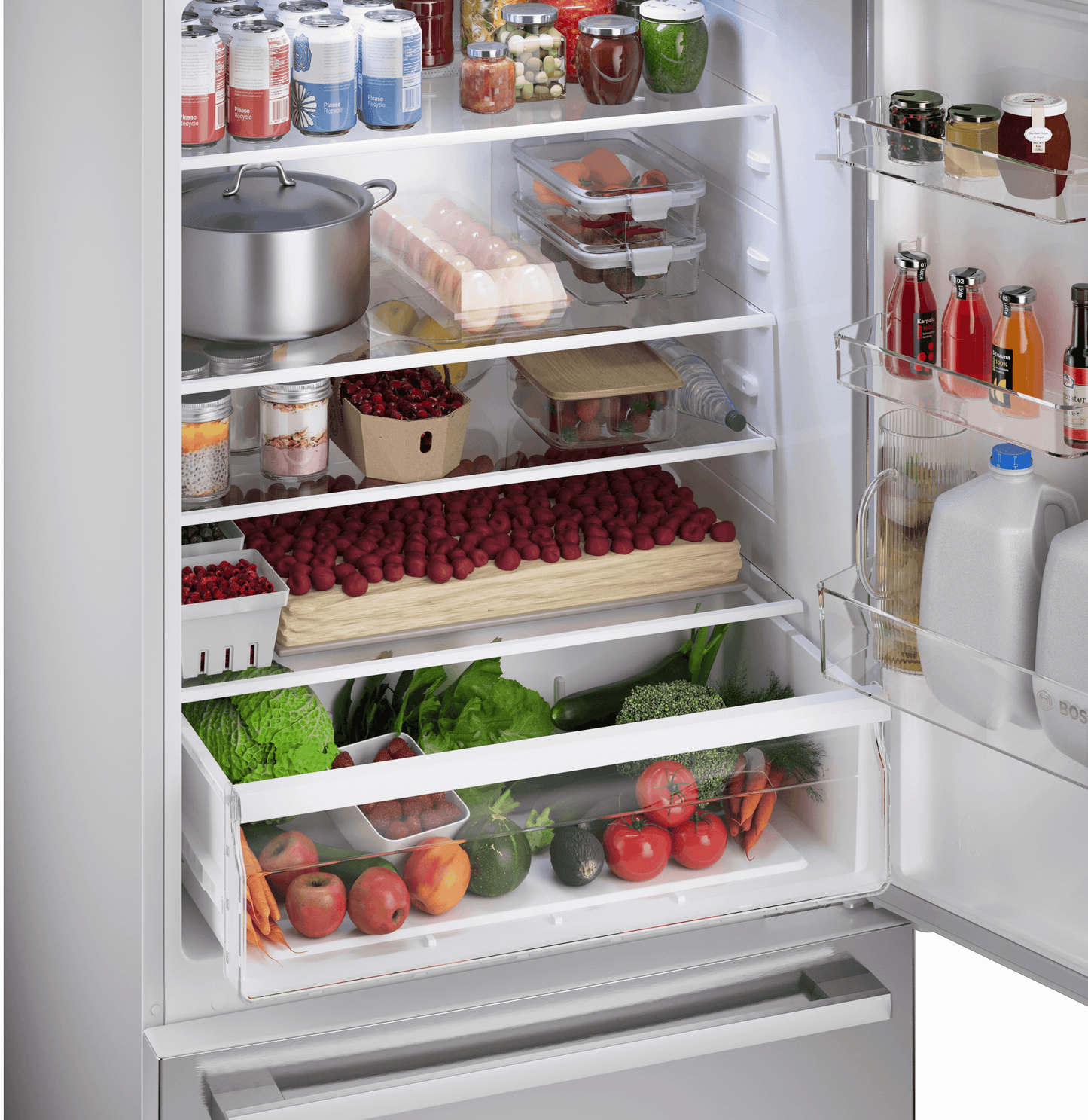 BOSCH B33CM10SNS 100 Series, Free-standing Fridge-freezer With Freezer At Bottom, BR...