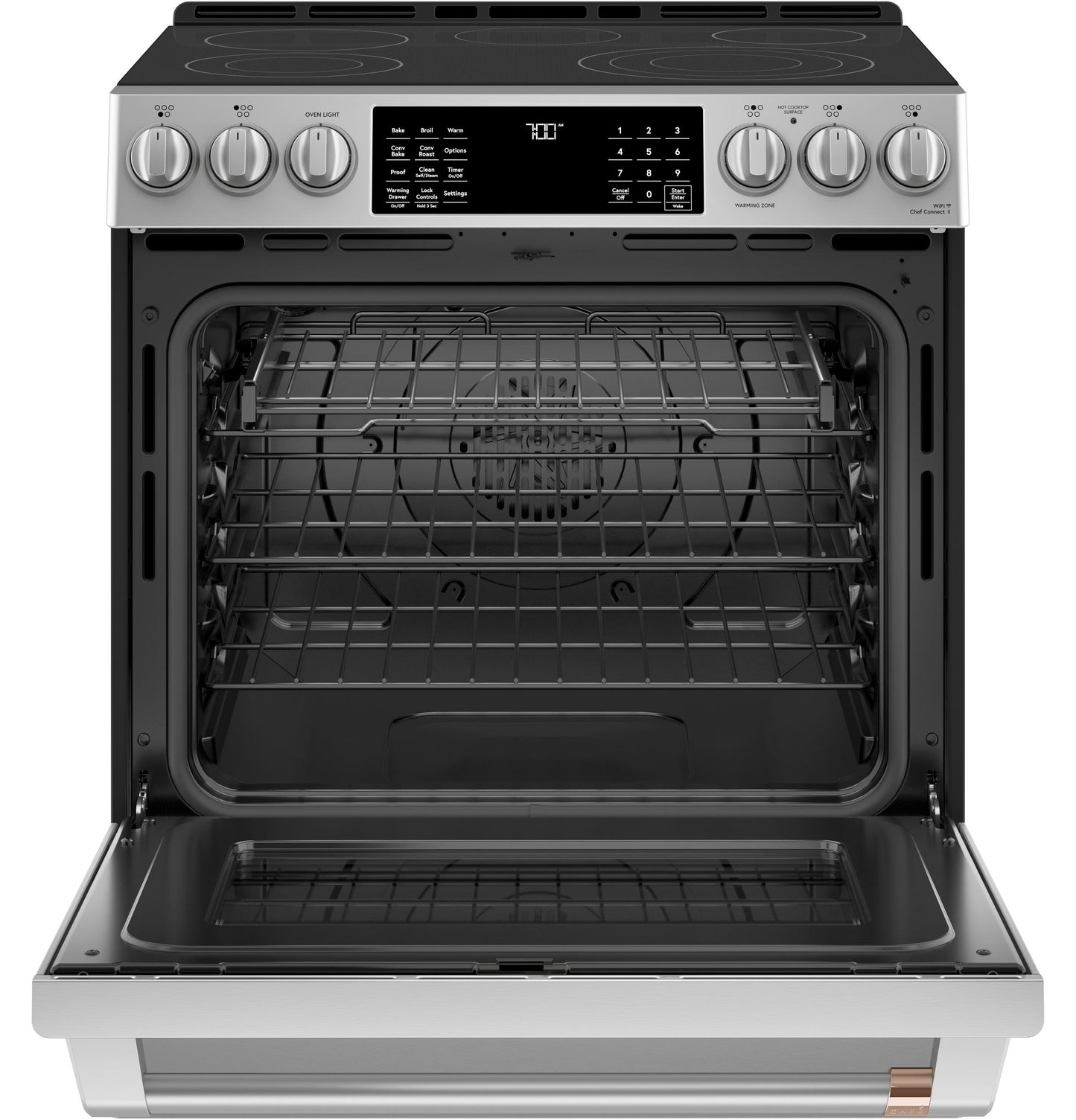 CAFE CES700P2MS1 Cafe 30"" Slide-in Front Control Radiant and Convection Range ...