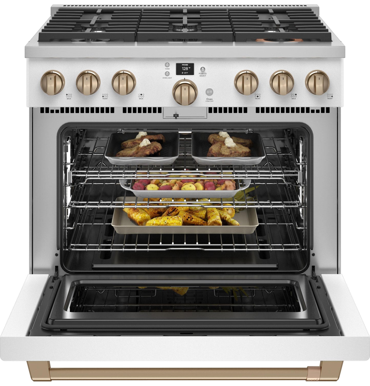 CAFE CGY366P4TW2 Cafe 36"" Smart All-gas Commercial-style Range With 6 Burners ...