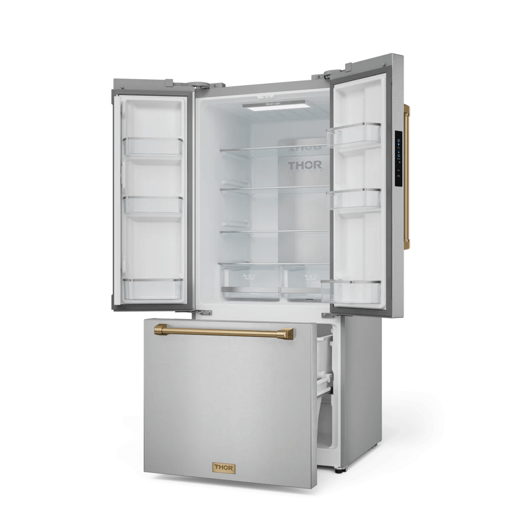 THOR KITCHEN RF3017FFD99BRZ 30 Inch 17.7 Cu Ft French Door Counter Depth Refrigerator With Ice ...