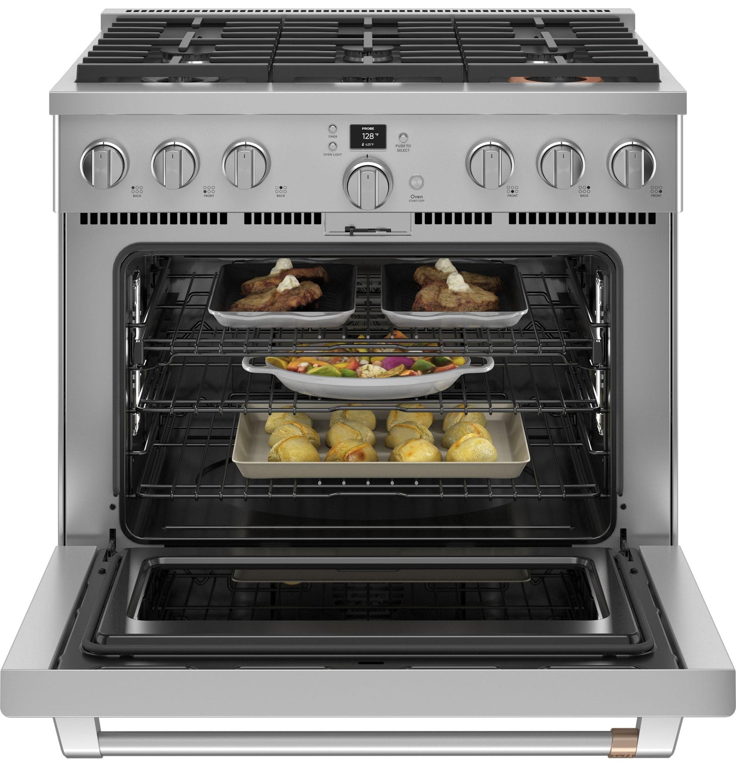 CAFE C2Y366P2TS1 Cafe 36"" Smart Dual-fuel Commercial-style Range With 6 BURNER...
