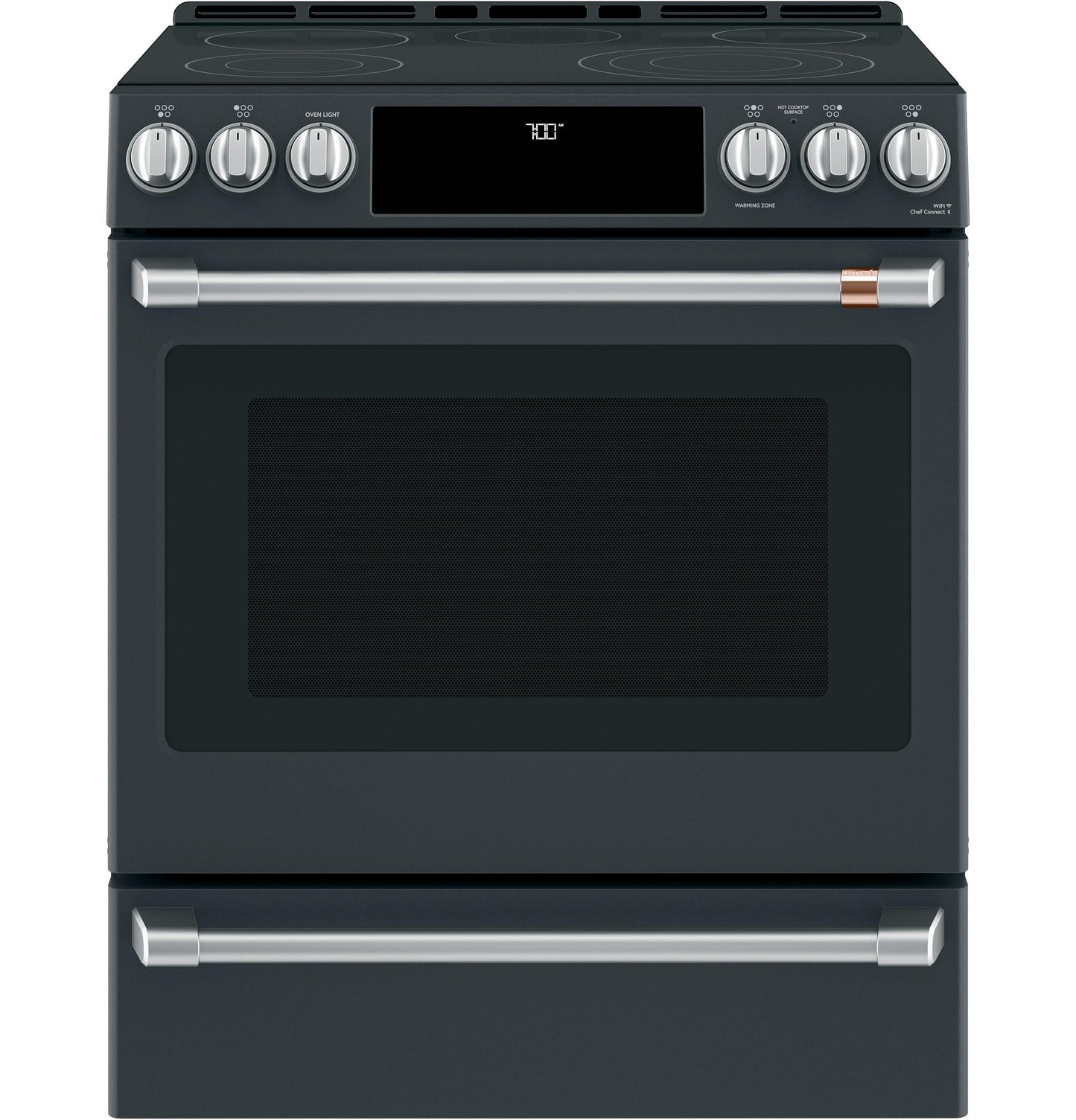 CAFE CES700P3MD1 Cafe 30"" Slide-in Front Control Radiant and Convection Range ...